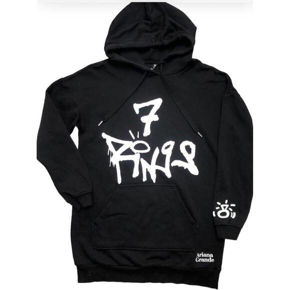 ARIANA GRANDE HOODIE SIZE XS 7 RINGS Sweatshirt  Oversized - Picture 1 of 7